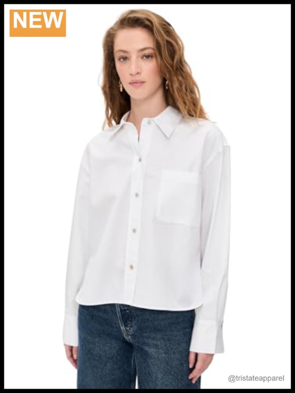 Vince Cropped Button Down Shirt Women's 100% Cotton Long Sleeve Relaxed Fit Boxy